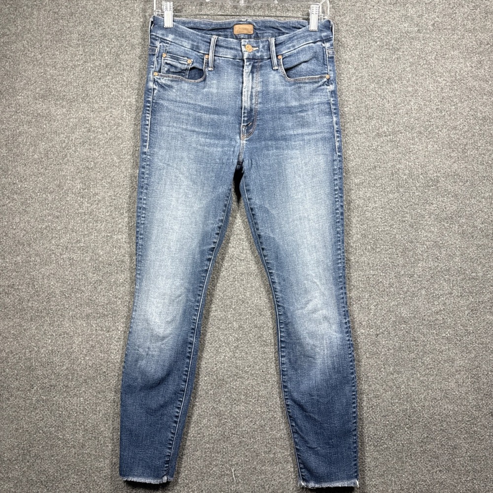 MOTHER Mid-Rise Skinny Jeans in Light Blue Wash